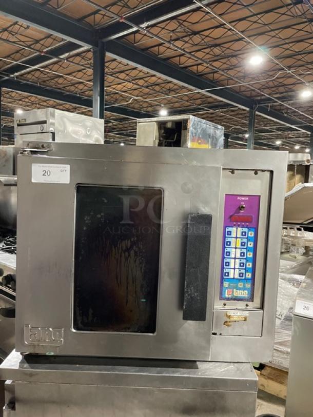 Lang EHSC stainless steel half-size convection oven, digital controls, wired rack, 208V 1/3 phase, SN: BK-03956.