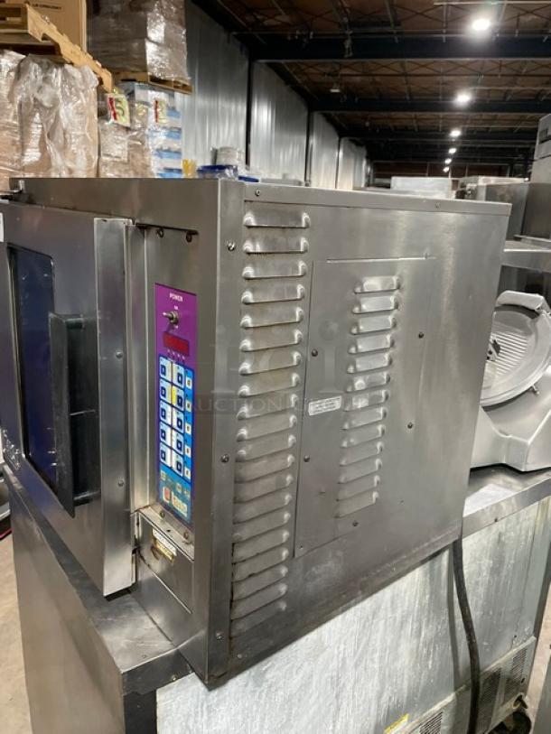 Lang EHS-C stainless steel half-size convection oven with digital controls, wired oven rack, 208V1/3 phase, model EHS-C.