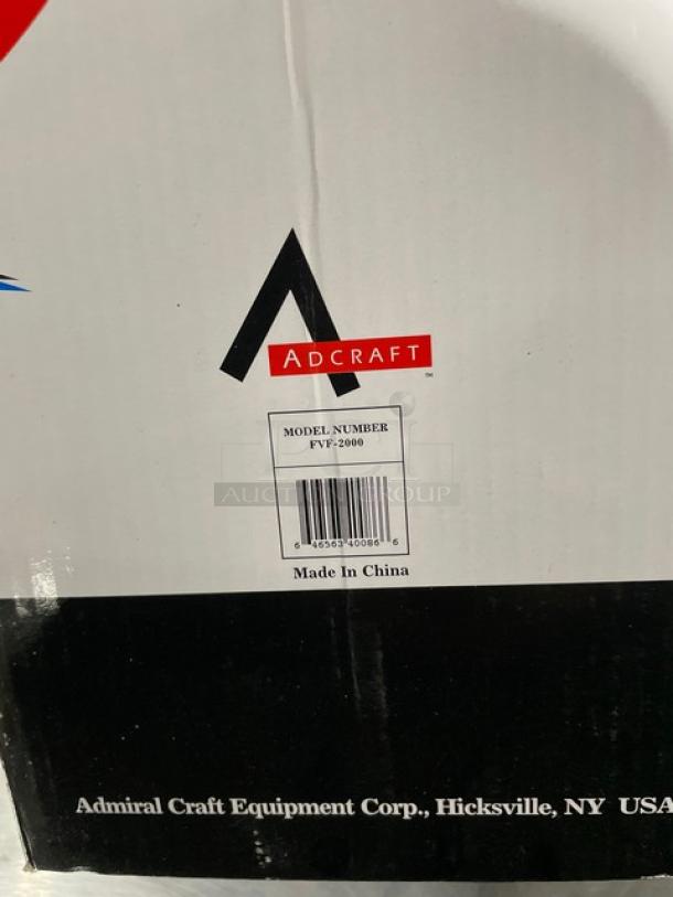 Adcraft Commercial Stainless Steel 68 Oz. Double Wall Vacuum Flask, Model FVF2000, new in packaging, made in China.