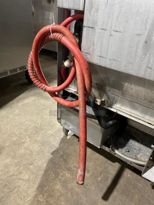 Hobart LXe Series commercial dishwasher in stainless steel. Features: new body style, Energy Star certified, on legs, used condition.