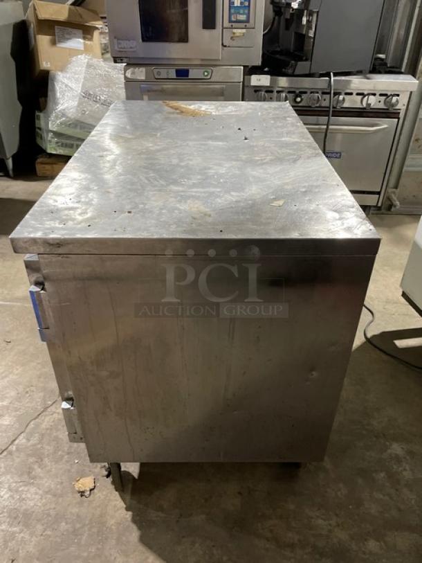 Beverage-Air WTR48A commercial stainless steel 2-door undercounter refrigerator, 115V, on casters. Used condition.