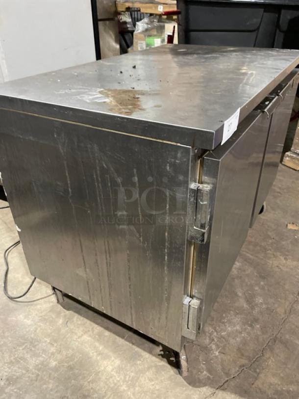 Beverage-Air WTR48A stainless steel 2-door undercounter refrigerator, on casters, 115V 1 Phase, used condition.