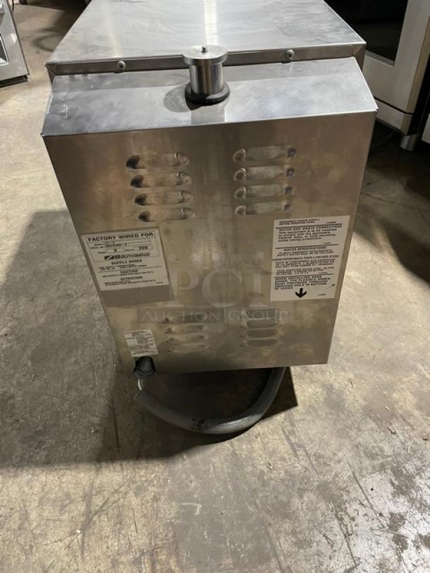 Southbend EZ3 Simple Steam Series countertop steamer, stainless steel, electric, 208V 3-phase, on legs, visible wiring labels.