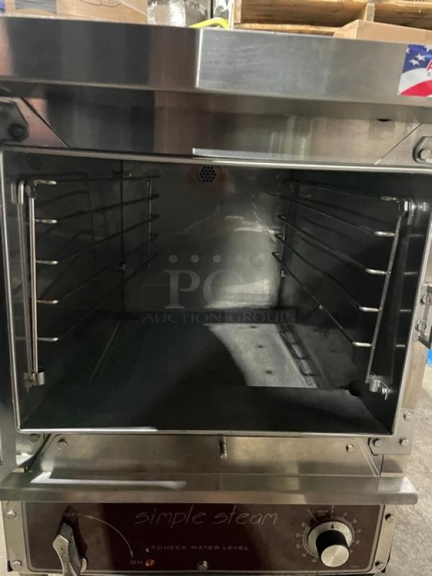 Southbend Simple Steam Series EZ-3 commercial stainless steel electric countertop steamer, model EZ3, 208V, 3 phase, on legs.