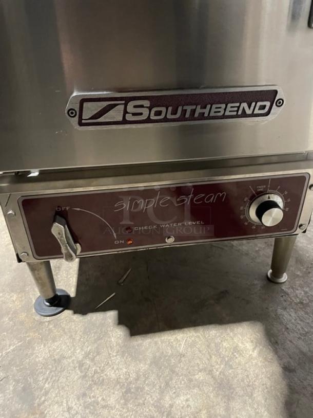 Southbend Simple Steam Series electric countertop steamer, Model EZ-3, stainless steel, 208V 3-Phase, on legs, serial 08G72460-2.