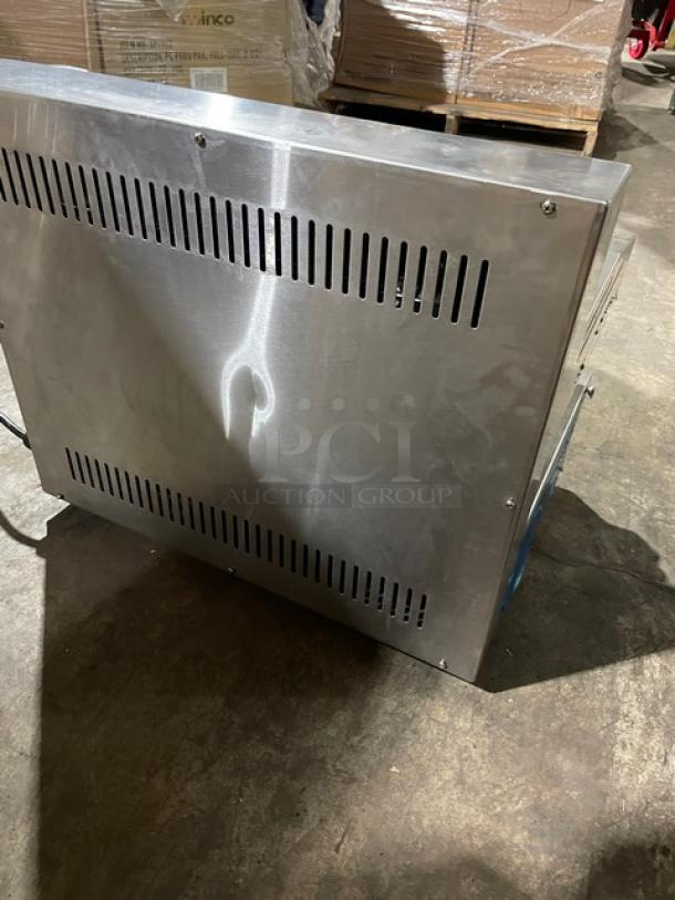 Cookline ES4000L stainless steel salamander broiler, electric, adjustable, 2024 model, back view, SN: 2312029133.