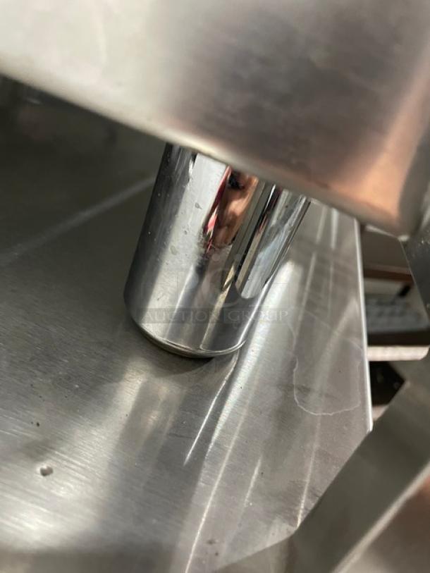 Cecilware ESP2 espresso machine drip tray and steam wand, stainless steel finish, part of Venezia Series, on legs.