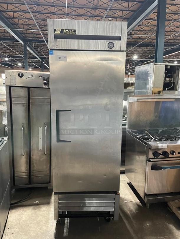 True T-23F stainless steel single door freezer, Energy Star certified, on casters, model T-23F, SN: 7784128, 115V, 1 phase.