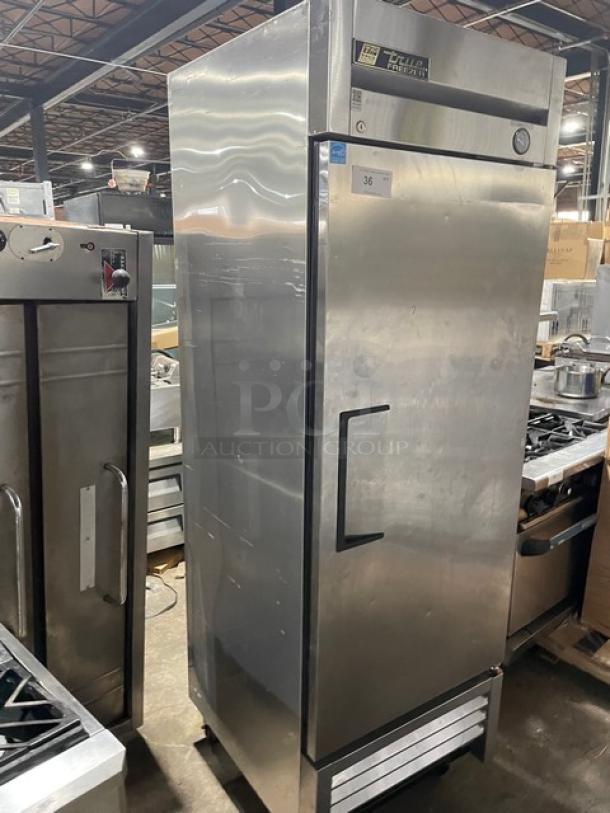 True T-23F commercial stainless steel single door reach-in freezer on casters, Energy Star certified, 115V 1 Phase.