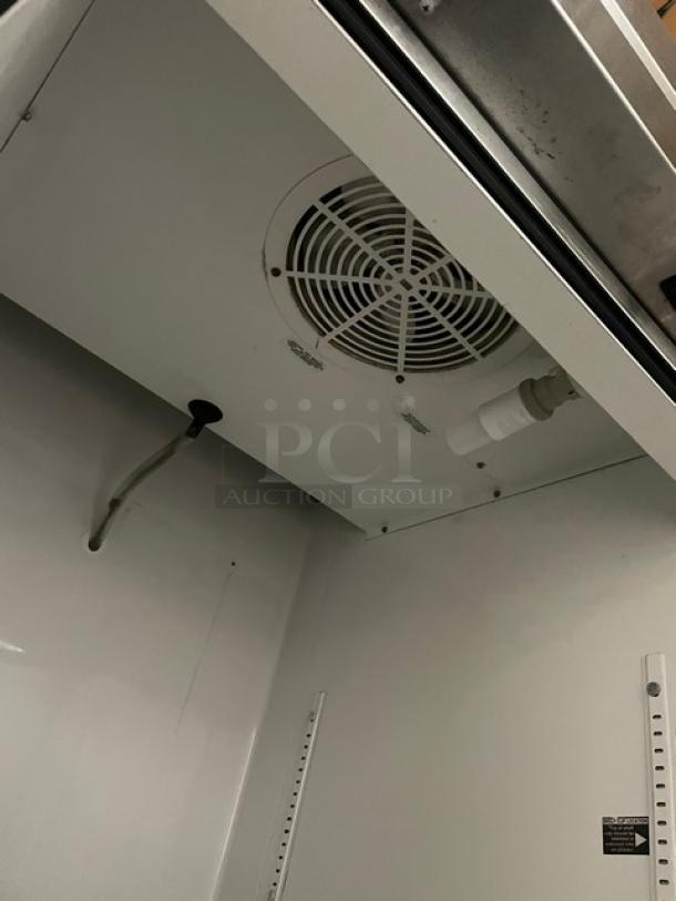 True T-23F stainless steel single door freezer interior, energy-efficient, includes fan system, durable, model 7784128.