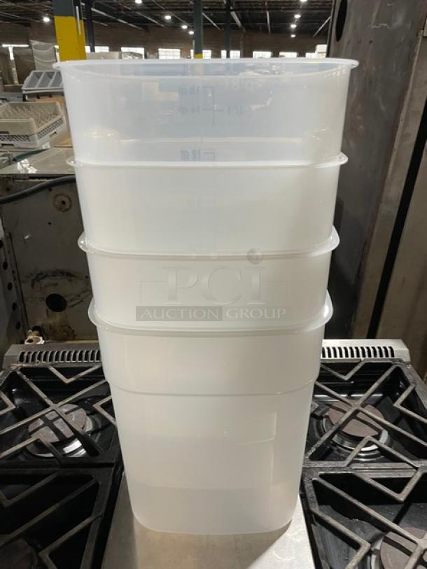 Cambro CamSquares FreshPro 18 Qt. translucent storage containers, model 18SFSPROPP190, stackable, new condition, 4 available.