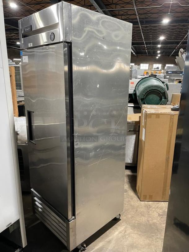 True T-23F single door stainless steel freezer, Energy Star certified, on casters. Model: T23F, SN: 7831334, 115V 1 Phase.