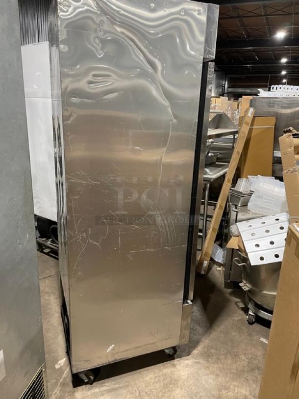 True T-23F commercial stainless steel single door reach-in freezer, Energy Star certified, on casters, 115V, model T-23F.