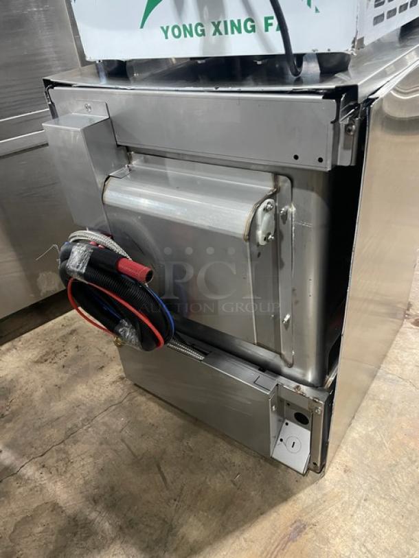 Hobart Advansys LXe Series LXER dishwasher, stainless steel, high-temp, Energy Star certified, with cables and cup rack.