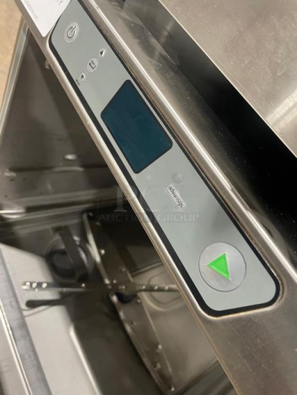 Hobart Advansys LXER commercial dishwasher; stainless steel, high-temp, touchscreen controls; SN: 231256300; Energy Star certified.