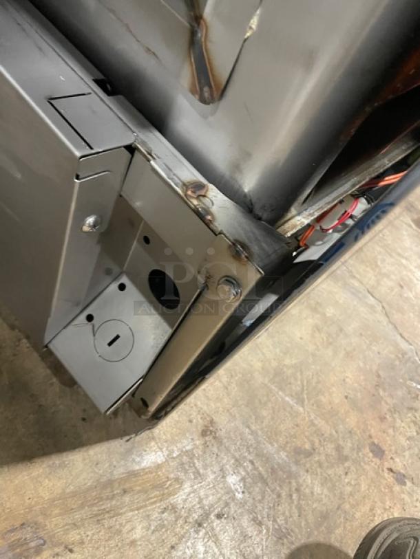 Hobart Advansys LXER undercounter dishwasher, stainless steel, Energy Star certified, small visible wear, includes full-size cup rack.