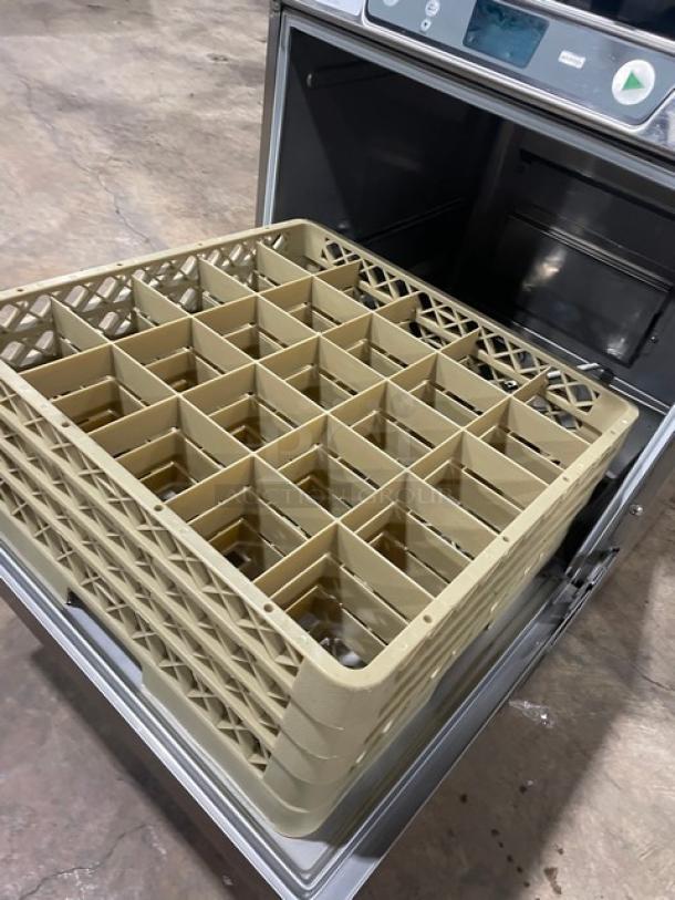 Hobart Advansys LXe commercial dishwasher, stainless steel, includes full-size cup rack, Energy Star certified, model LXER.