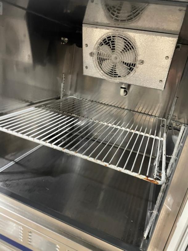 Follett REF5 commercial stainless steel single door medical-grade undercounter refrigerator, with poly-coated wired rack, model REF5.