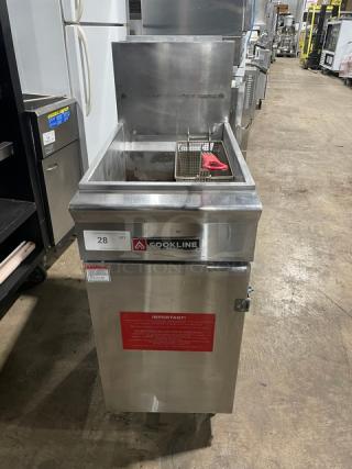 Cookline Commercial Stainless Steel Gas Powered Deep Fat Fryer! With Back Splash! With Fry Basket! On Legs! - Item #1218636