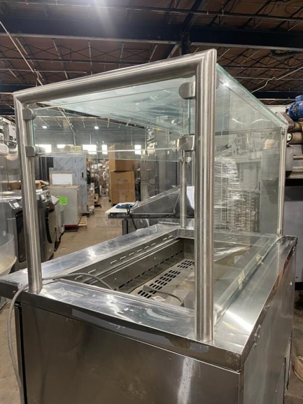 Turbo Air M3 Series stainless steel 2-door refrigerated salad/sandwich prep table, Model MST-48-18, with sneeze guard, on casters.