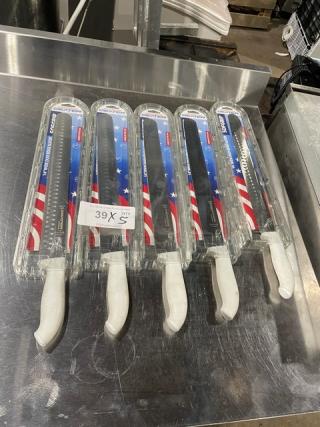 NEW! Dexter Russell SofGrip Series Commercial Stainless Steel 14” Wide Duo-Edge Slicer! With White Grip Handle! Model: SG140-14WGE-PCP! 5X Your Bid! - Item #1218648