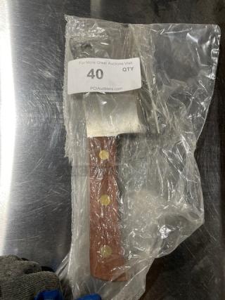 Dexter Russell 7” cleaver, model S5287, with rosewood handle, in original packaging. New condition, stainless steel blade.