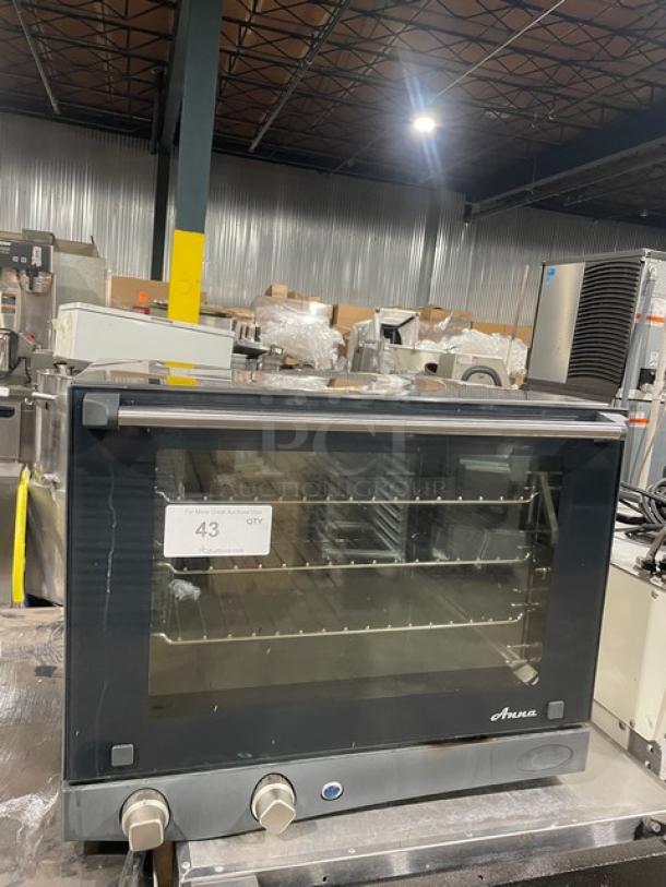 Cadco Anna Series XAF023 half-size convection oven, 240V, with wired rack, on legs, Model XAF023, SN: 2019B0013859.