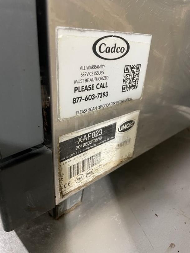 Cadco Anna Series XAF023 Convection Oven, half-size, commercial electric, includes wired rack, 240V, on legs.