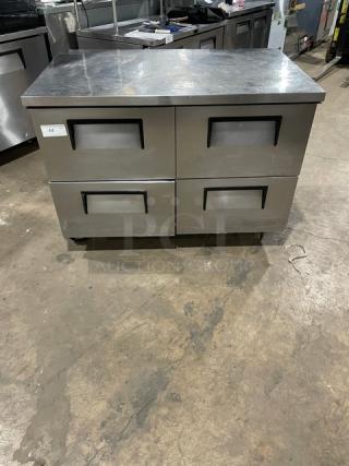 True Commercial Stainless Steel 4 Drawer Undercounter Worktop Refrigerator! Model: TUC-48D-4 SN: 1-4779869! 115V 1 Phase! On Casters! - Item #1218661