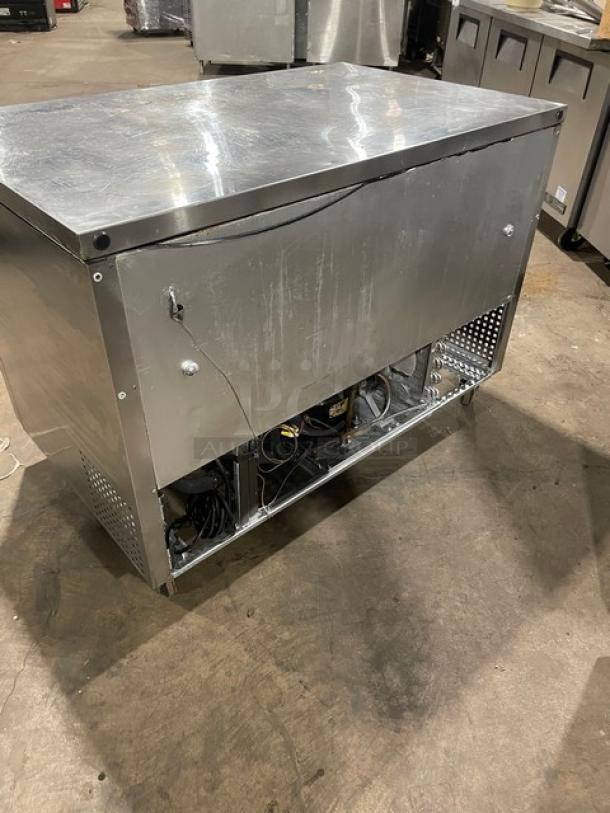 True Commercial Stainless Steel 4 Drawer Undercounter Refrigerator, Model TUC-48D-4 on Casters, showing back panel and electrical components, 115V, 1 Phase.