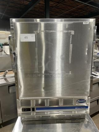 Follett REF Series stainless steel single door undercounter refrigerator, model REF5, medical-grade, with poly-coated rack.