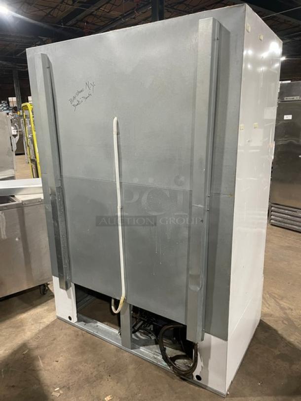 Master-Bilt BLG52HD commercial refrigerator, double glass swing doors, poly-coated wire racks, SN: 302M00006Z, 1 phase.