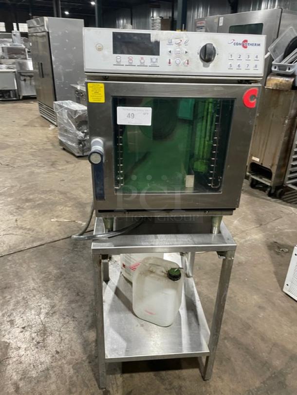 Convotherm mini combi oven, model OES6.10Mini, stainless steel, with digital controls, undershelf, on legs.