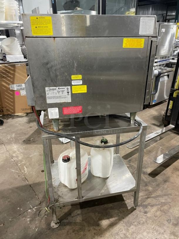 Convotherm OES610Mini stainless steel electric combi oven with digital controls, on legs, includes single undershelf stand.