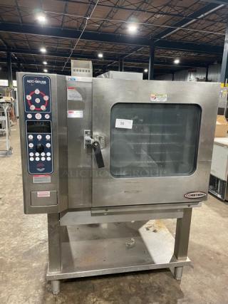 Alto-Shaam Combitherm Series Commercial Stainless Steel Natural Gas Powered Combi Oven! With Wired Oven Rack! With Single Undershelf! Model: 7.14MLG SN: 6954229009H! 110-115V 1 Phase! On Legs! - Item #1218667