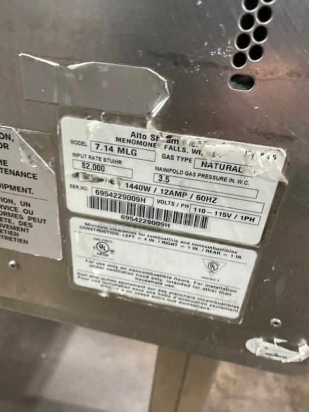 Alto-Shaam Combitherm 714MLG combi oven, stainless steel, natural gas, wired rack, single undershelf, serial 6954229009H.