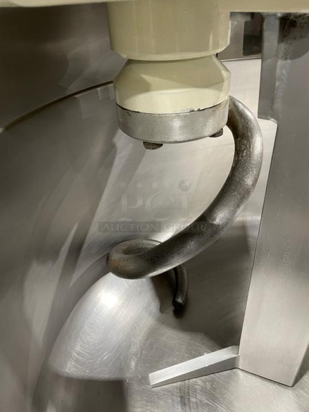 VMI SPI220M heavy duty spiral mixer with dough hook, bowl guard, and removable bowl, 220V 3-phase, Model SN: 68635.