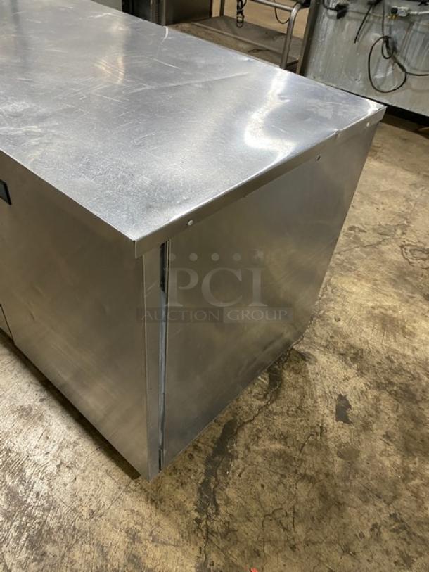 Delfield UC4048P-STAR stainless steel 2-door undercounter refrigerator on casters, coated wired rack included. 115V 1 phase.