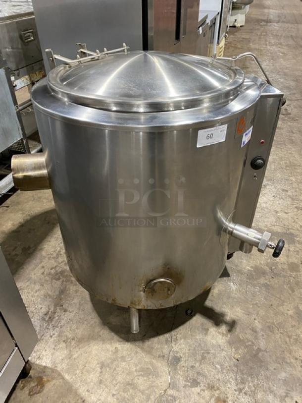 Groen AH/1-40 stainless steel steam jacketed kettle, 40 lb. capacity, natural gas-powered, on legs, model AH140.