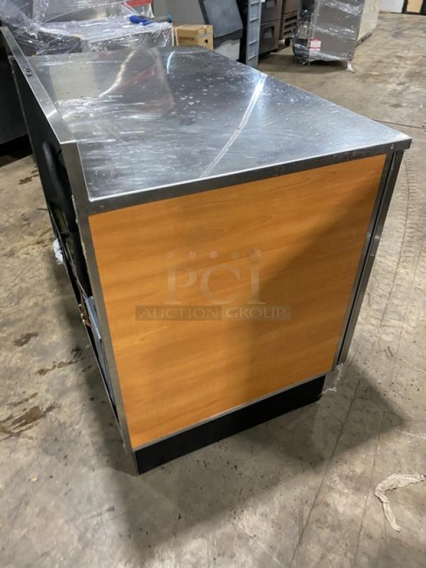 Duke stainless steel 2-door refrigerated cabinet, Model RUF48M, Energy Star certified, up-turned backsplash.