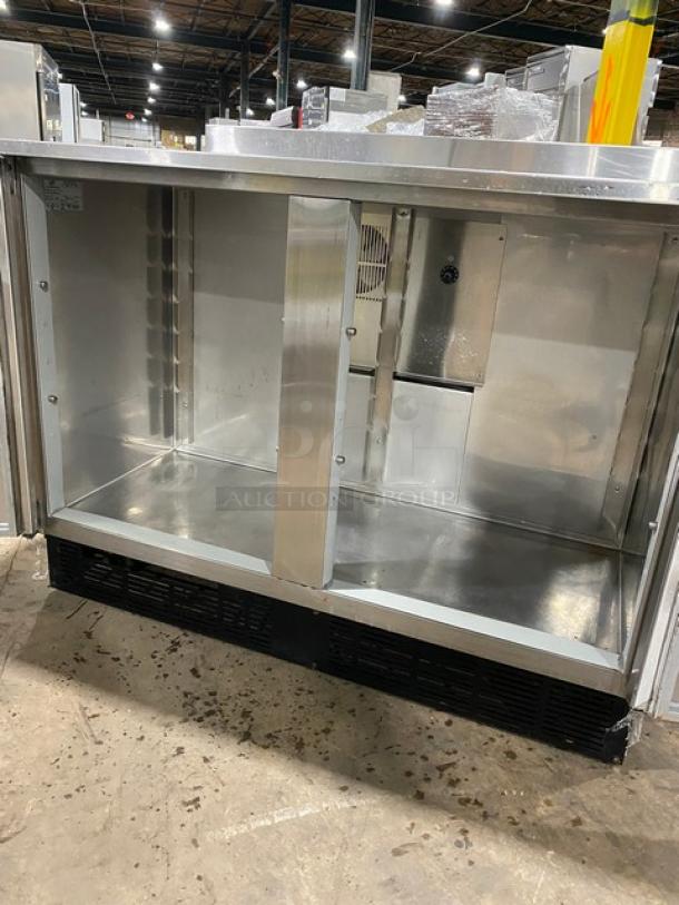 Duke RUF48M 2-Door Stainless Steel Refrigerated Worktop with Up-Turned Back Splash, Energy Star, Model: RUF-48M, 120V, 1 Phase.