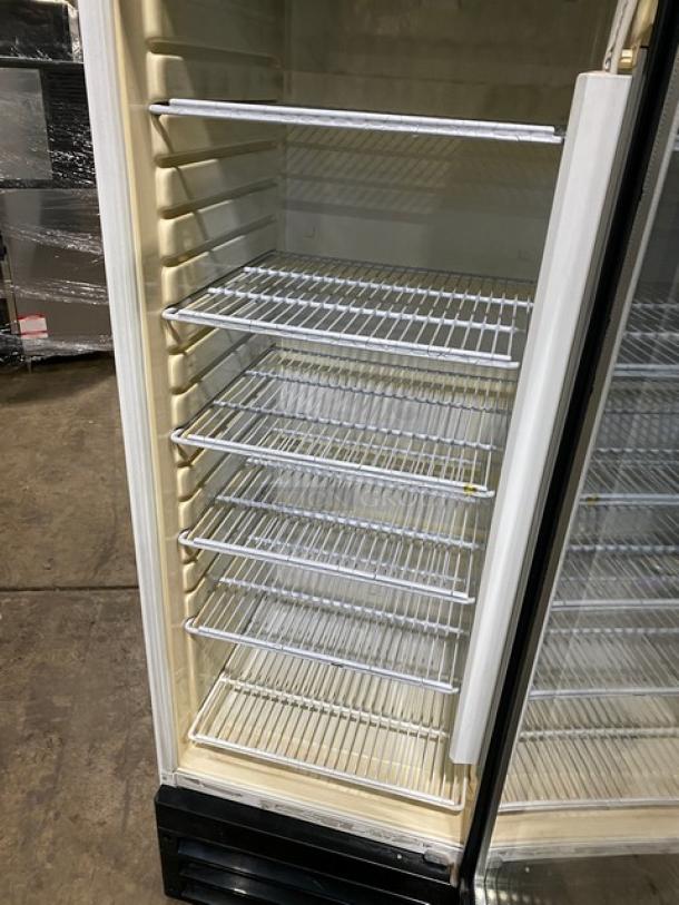 Turbo Air TGM14RV commercial glass door refrigerator, poly coated wire racks, 115V, single phase, excellent condition.