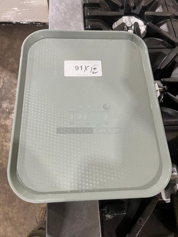 Cambro 1418FF Pearl Gray Serving Tray, 14"x18", rectangular, excellent condition, with quantity label.