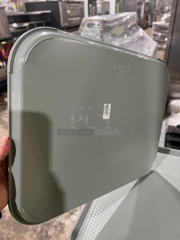Cambro Commercial 1418FF Pearl Gray Tray, 14"x18", rectangular, excellent condition, durable plastic, model marking visible.