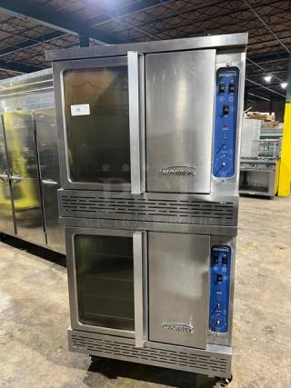 Imperial Commercial Stainless Steel Natural GAs Powered Double Stacked Convection Oven! With Wired Oven Rack! On Casters! 2X Your Bid Makes One Unit! - Item #1218977