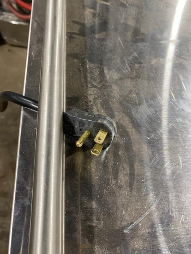 Asber 2023 commercial beer cooler, model ADDC23HC, with stainless steel worktop and power cord, on casters.