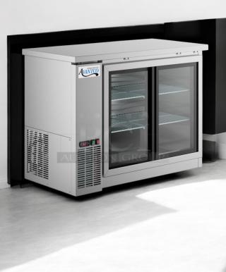 Avantco 178BCB48 Back Bar Cooler, 2-door glass, superb condition, 115V, fully tested, logo and controls visible.