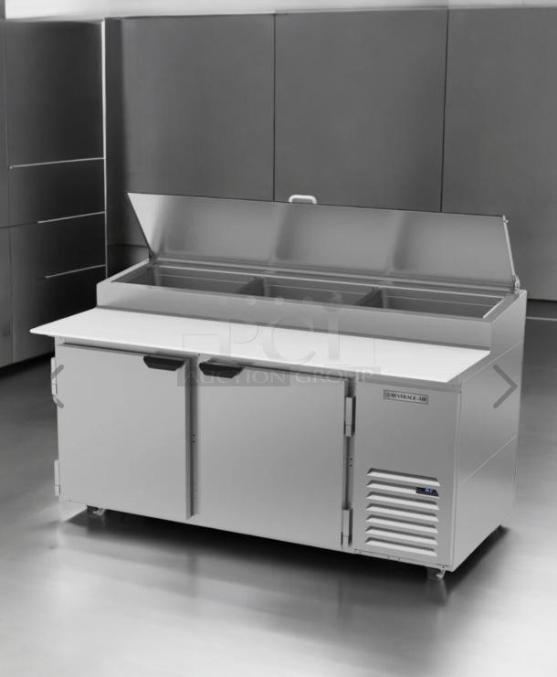 Beverage-Air DP67 pizza prep table, 67", Hydrocarbon Series, outstanding condition, refrigerated base, tested, 115V.