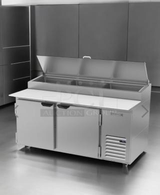 Beverage-Air DP67 pizza prep table, 67", Hydrocarbon Series, outstanding condition, refrigerated base, tested, 115V.