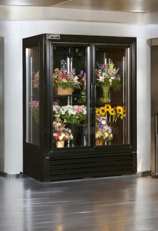 Bush Refrigeration FS52GD double glass door display refrigerator, outstanding condition, 115V, fully tested, contains flowers.